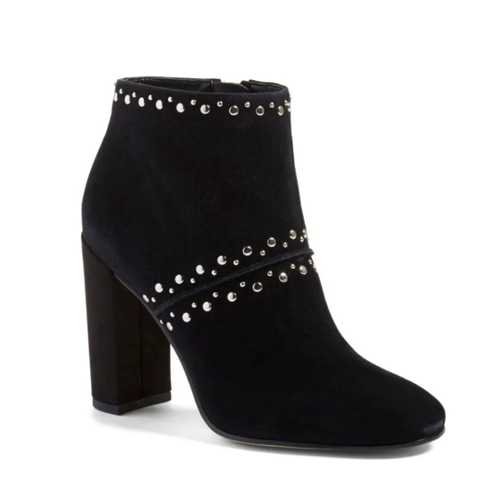 SAM EDELMAN CHANDLER STUD BLACK SUEDE BOOTS NEW 9 $298